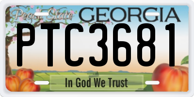 GA license plate PTC3681