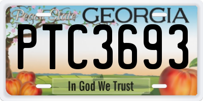 GA license plate PTC3693