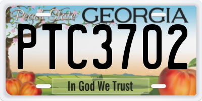 GA license plate PTC3702
