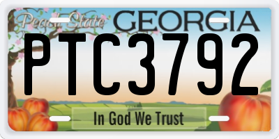 GA license plate PTC3792