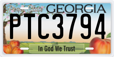 GA license plate PTC3794