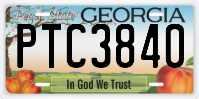 GA license plate PTC3840