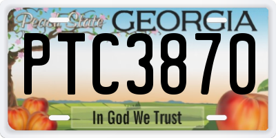 GA license plate PTC3870