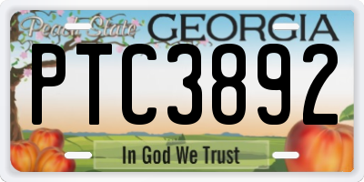 GA license plate PTC3892