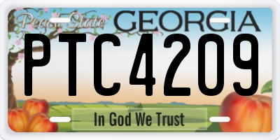GA license plate PTC4209