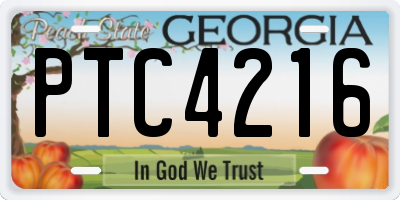 GA license plate PTC4216