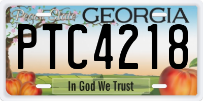 GA license plate PTC4218
