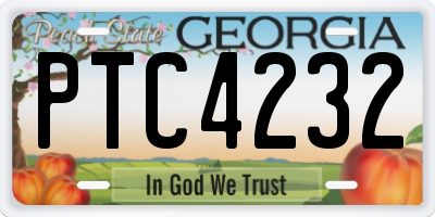 GA license plate PTC4232