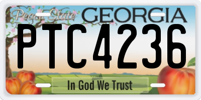 GA license plate PTC4236