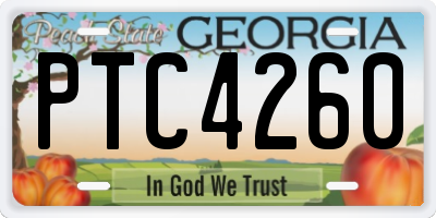 GA license plate PTC4260