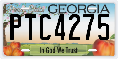 GA license plate PTC4275