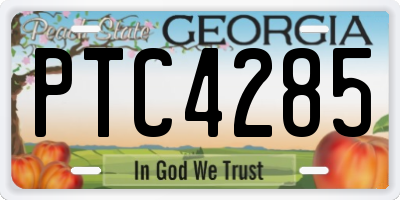 GA license plate PTC4285