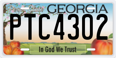 GA license plate PTC4302