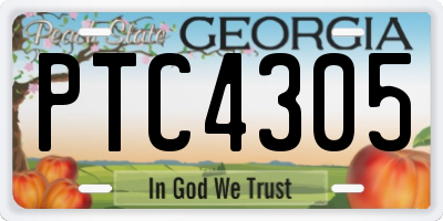 GA license plate PTC4305