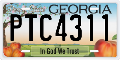 GA license plate PTC4311