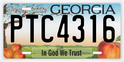GA license plate PTC4316