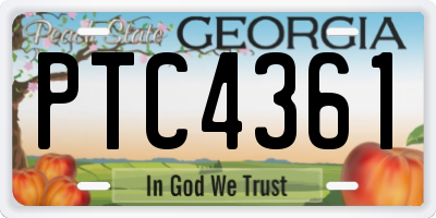GA license plate PTC4361