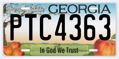 GA license plate PTC4363