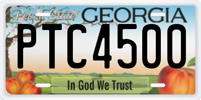 GA license plate PTC4500