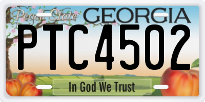 GA license plate PTC4502