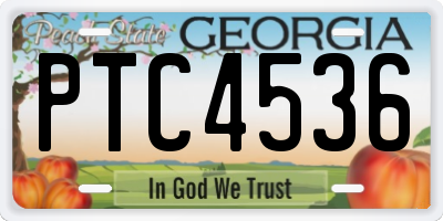 GA license plate PTC4536