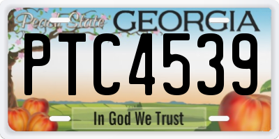 GA license plate PTC4539