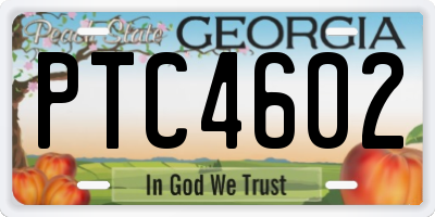 GA license plate PTC4602
