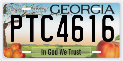 GA license plate PTC4616