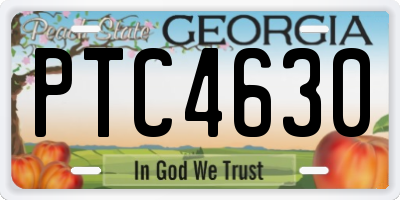GA license plate PTC4630