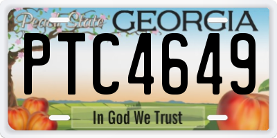 GA license plate PTC4649
