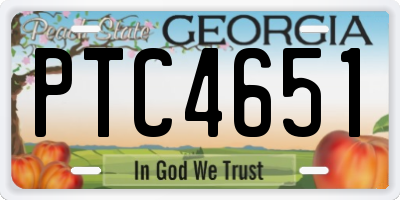 GA license plate PTC4651
