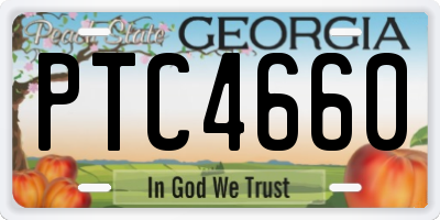 GA license plate PTC4660