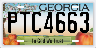 GA license plate PTC4663