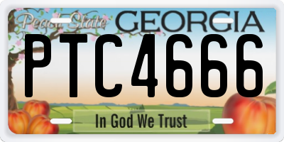 GA license plate PTC4666