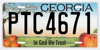 GA license plate PTC4671