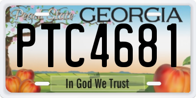 GA license plate PTC4681