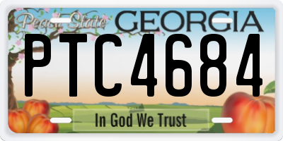 GA license plate PTC4684