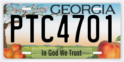 GA license plate PTC4701