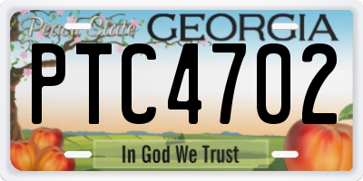 GA license plate PTC4702
