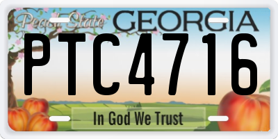 GA license plate PTC4716