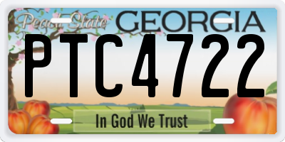 GA license plate PTC4722