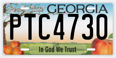GA license plate PTC4730