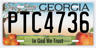 GA license plate PTC4736