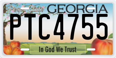 GA license plate PTC4755