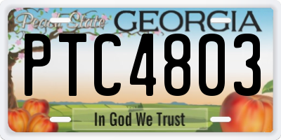GA license plate PTC4803