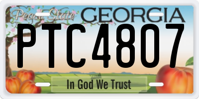 GA license plate PTC4807