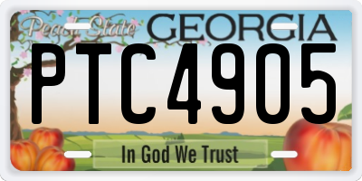 GA license plate PTC4905