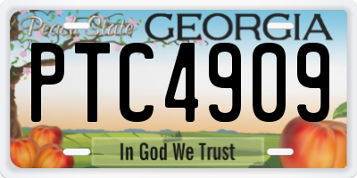 GA license plate PTC4909