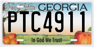 GA license plate PTC4911