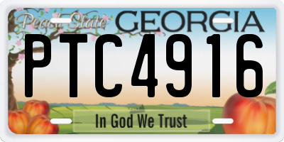 GA license plate PTC4916